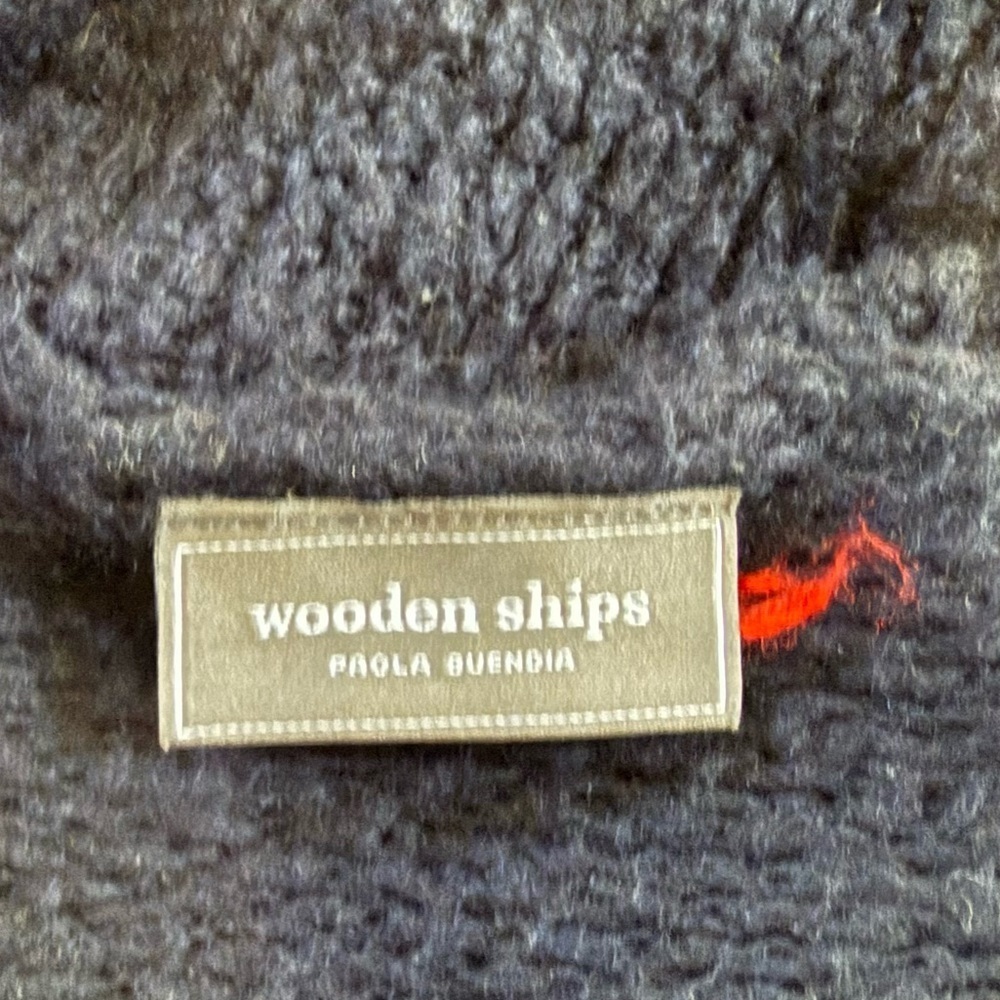 Wooden Ships Sweater Cardigan Wool Knit Casual Classic Navy Blue S/M - Picture 6 of 7